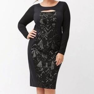 Lane Bryant Romantic Party black sequin bodycon NWT size 16 dress